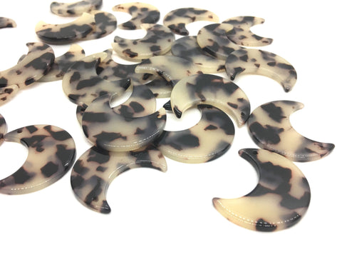 Blonde Tortoise Shell Acrylic Blanks Cutout, Crescent Moon blanks, earring bead jewelry making, 30mm bead, 1 Hole circle bangle single hole