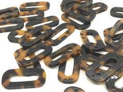 Tortoise Shell Beads, oval shape acrylic 31mm Long Earring or Necklace pendant bead, two hole pendant, acrylic tortoise shell, brown pendant