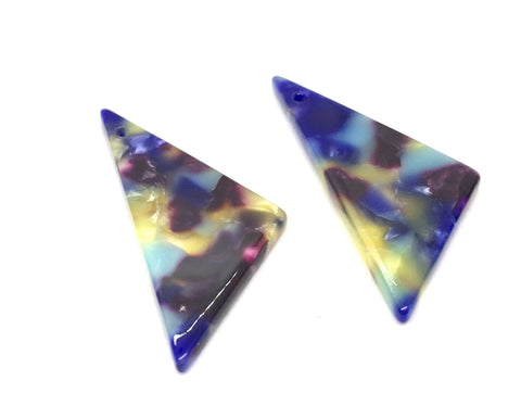 Triangle Blue Mermaid Tortoise Shell Acrylic Blanks Cutout, earring pendant jewelry making, 42mm earrings jewelry, 1 Hole earring blank