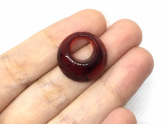 Resin Red Acrylic circles, 20mm donut hole circle, tortoise shell hoop earrings, craft supplies jewelry making, necklace chain pendant