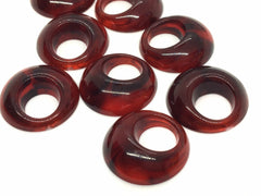 Resin Red Acrylic circles, 20mm donut hole circle, tortoise shell hoop earrings, craft supplies jewelry making, necklace chain pendant