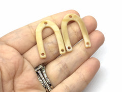 Tan Tassel Holder 3 Hole 30mm U shape beads, chunky jewelry earrings, jewelry making, brown boho hippie drop mod resin lucite horseshoe