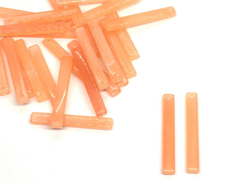 Orange Resin Thin 1 Hole 35mm beads, lucite rectangle pendant, earrings necklace jewelry making, creamsicle jewelry, skinny acrylic sticks