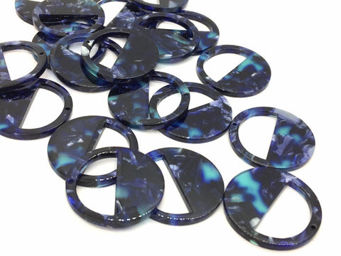 Black Blue Green Tortoise Shell Acrylic Blanks Cutout, Circle blanks, earring bead jewelry making, 30mm circle jewelry, 1 Hole circle bangle