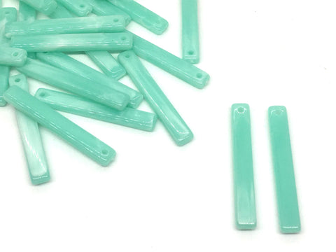 Mint Green Resin Thin 1 Hole 35mm beads, lucite rectangle pendant, earrings necklace jewelry making, green jewelry skinny acrylic sticks