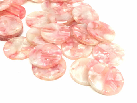 Pink Cotton Candy Acrylic 1 Hole 20mm round circle beads, chunky jewelry earrings, jewelry making, boho hippie drop earring, pink circle