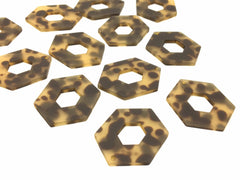 Blonde Tortoise Shell Acrylic Blanks Cutout, hexagon blanks, earring pendant jewelry making, 41mm geometric jewelry, 1 Hole necklace tassel