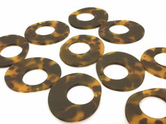 Brown Tortoise Shell Acrylic Blanks Cutout, oblong Circle blanks, earring pendant jewelry making, 42mm circle jewelry, 1 Hole circle bangle