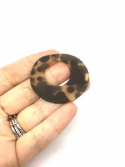 Blonde Tortoise Shell Acrylic Blanks Cutout, oblong Circle blanks, earring pendant jewelry making, 42mm circle jewelry, 1 Hole circle bangle