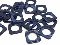 Navy Blue 25mm acrylic beads, chunky craft supplies for jewelry making, geometric necklace earrings, square circle beads, 1 hole blanks