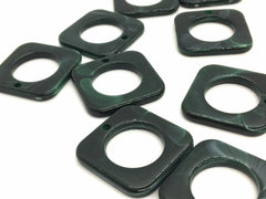 Dark Green 25mm acrylic beads, chunky craft supplies for jewelry making, geometric necklace earrings, square circle beads, 1 hole blanks