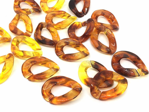 Tortoise Shell LINKING chain jewelry, chunky necklace or bracelet, lucite resin chain links, acetate jewelry making, plastic connector beads