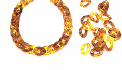 Tortoise Shell LINKING chain jewelry, chunky necklace or bracelet, lucite resin chain links, acetate jewelry making, plastic connector beads