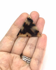 Blonde Tortoise Shell Beads, triangle shape acrylic 36x31mm Long Earring or Necklace pendant bead, one hole at top, acrylic tortoise shell