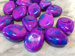 Purple & Blue 26mm pinched Beads, purple blue acrylic painted beads, bangle beads, statement necklace beads, colorful beads