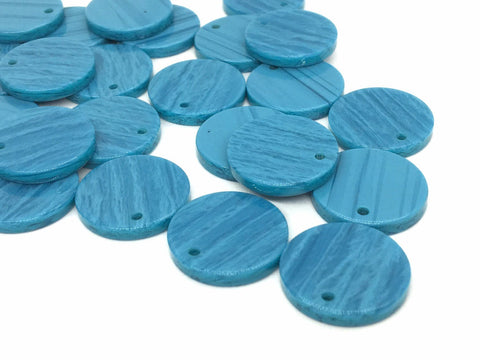 Acrylic 1 Hole 20mm round circle beads, chunky jewelry earrings, jewelry making, blue wood grain turquoise boho hippie drop earring