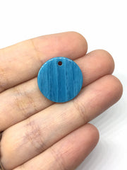 Acrylic 1 Hole 20mm round circle beads, chunky jewelry earrings, jewelry making, blue wood grain turquoise boho hippie drop earring