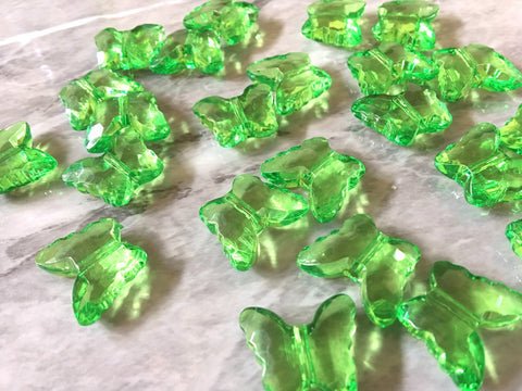 Green Butterfly Beads, 23mm acrylic Beads, resin beads, bracelet necklace acrylic bangle beads, clear jewelry green girls jewelry