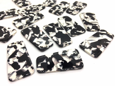 Black & White Tortoise Shell Acrylic Blanks Cutout, rectangle blanks, earring bead jewelry making, 38mm jewelry 1 Hole tortoise blanks color