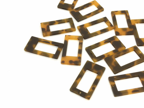 Brown Tortoise Shell Acrylic Blanks Cutout, rectangle blanks, earring pendant jewelry making, 40mm geometric jewelry, 1 Hole necklace tassel