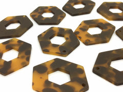 Brown Tortoise Shell Acrylic Blanks Cutout, hexagon blanks, earring pendant jewelry making, 41mm geometric jewelry, 1 Hole necklace tassel