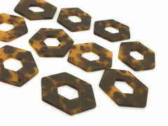 Brown Tortoise Shell Acrylic Blanks Cutout, hexagon blanks, earring pendant jewelry making, 41mm geometric jewelry, 1 Hole necklace tassel