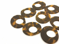 Brown Tortoise Shell Acrylic Blanks Cutout, oblong Circle blanks, earring pendant jewelry making, 42mm circle jewelry, 1 Hole circle bangle