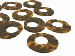 Brown Tortoise Shell Acrylic Blanks Cutout, oblong Circle blanks, earring pendant jewelry making, 42mm circle jewelry, 1 Hole circle bangle