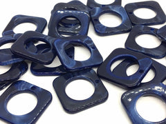 Navy Blue 25mm acrylic beads, chunky craft supplies for jewelry making, geometric necklace earrings, square circle beads, 1 hole blanks