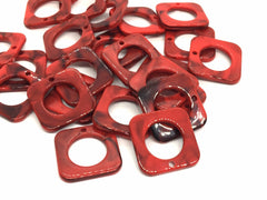 Red Swirl 25mm acrylic beads, chunky craft supplies for jewelry making, geometric necklace earrings, square circle beads, 1 hole blanks