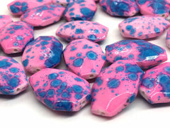 Blush & Blue 28mm nugget Beads, pink blue acrylic painted beads, bangle beads, statement necklace beads, colorful beads gender reveal