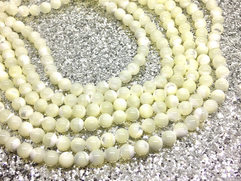 Cream Natural Sea Shell Beads Strands, Round beads, Ivory beads, 8mm ivory beads, 15" strand, agate strung beads, off white ivory cream