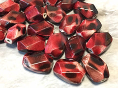 Red Leopard Print Animal Print, 22mm Beads, big acrylic beads, bracelet necklace earrings, jewelry making, acrylic bangle bead, red black