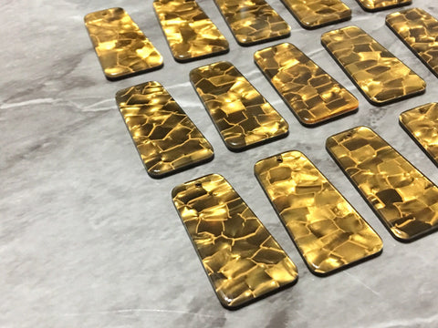 Gold Tortoise Shell Acrylic Blanks Cutout, rectangle blanks, earring bead jewelry making, 38mm jewelry, 1 Hole tortoise blanks golden brown