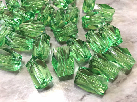 Green Gemstone Style Beads, 23mm acrylic Beads, resin beads, bracelet necklace acrylic bangle beads, clear jewelry green girls jewelry