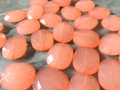 Cushion Cut Peach Beads, coral beads, 24mm Beads, big acrylic beads, bracelet, necklace, acrylic bangle beads, pink coral faceted bead