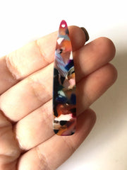 Colorful Confetti Tortoise Shell Beads, geometric shape acrylic 56mm Long Earring or Necklace pendant bead 1 one hole at top colorful pride
