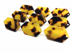 Brown Black Tortoise Shell Acrylic Blanks Cutout, hexagon blanks, earring bead jewelry making, 25mm pierced earring 1 hole earring blanks