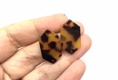 Brown Black Tortoise Shell Acrylic Blanks Cutout, hexagon blanks, earring bead jewelry making, 25mm pierced earring 1 hole earring blanks