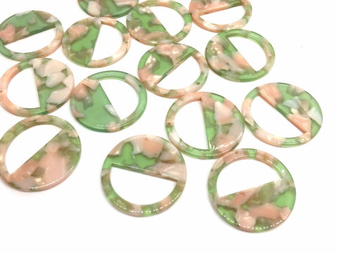 Pink & Green Tortoise Shell Acrylic Blanks Cutout, Circle blanks, earring bead jewelry making, 30mm circle jewelry, 1 Hole circle bangle