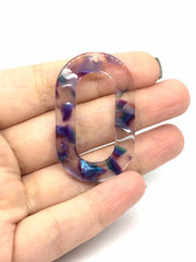 Purple & Resin Tortoise Shell Acrylic Blanks Cutout, Oval blanks, earring bead jewelry making, 45mm circle jewelry, 1 Hole oval necklace