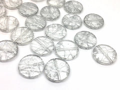Silver & Resin Circle Beads, 22mm Beads, big acrylic beads, bracelet necklace earrings, jewelry making, acrylic round bangle lucite beads