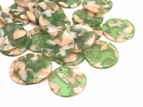 Pink & Green Tortoise Shell Acrylic Blanks Cutout, Circle blanks, earring bead jewelry making, 25mm circle jewelry, 1 Hole circle bangle