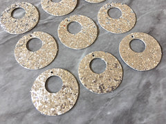 Glitter Round 42mm Circles, silver jewelry DIY blanks, circles for earrings or necklace, round silver earrings, geometric boho rhinestone