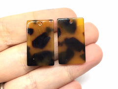 Brown Tortoise Shell Acrylic Blanks Cutout, rectangle blanks, earring bead jewelry making, 27mm rectangle jewelry, 1 Hole geometric single