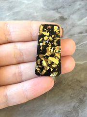 Gold Foil Confetti & Black resin Acrylic Blanks Cutout, earring pendant jewelry making, 38mm blue 1 Hole earring blanks, gold earrings