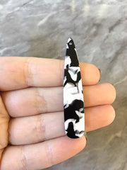 Black & White Resin SPECKLED Tortoise Shell Beads, geometric shape acrylic 56mm Long Earring or Necklace pendant bead 1 one hole