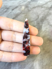 Red Gray White Resin SPECKLED Tortoise Shell Beads, geometric shape acrylic 56mm Long Earring or Necklace pendant bead 1 one hole