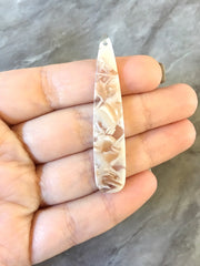 Champagne cream Resin SPECKLED Tortoise Shell Beads, geometric shape acrylic 56mm Long Earring or Necklace pendant bead 1 one hole tan