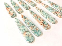 Peach Teal Cream FLORAL Tortoise Shell Beads, geometric shape acrylic 56mm Long Earring or Necklace pendant bead 1 one hole, flower earring